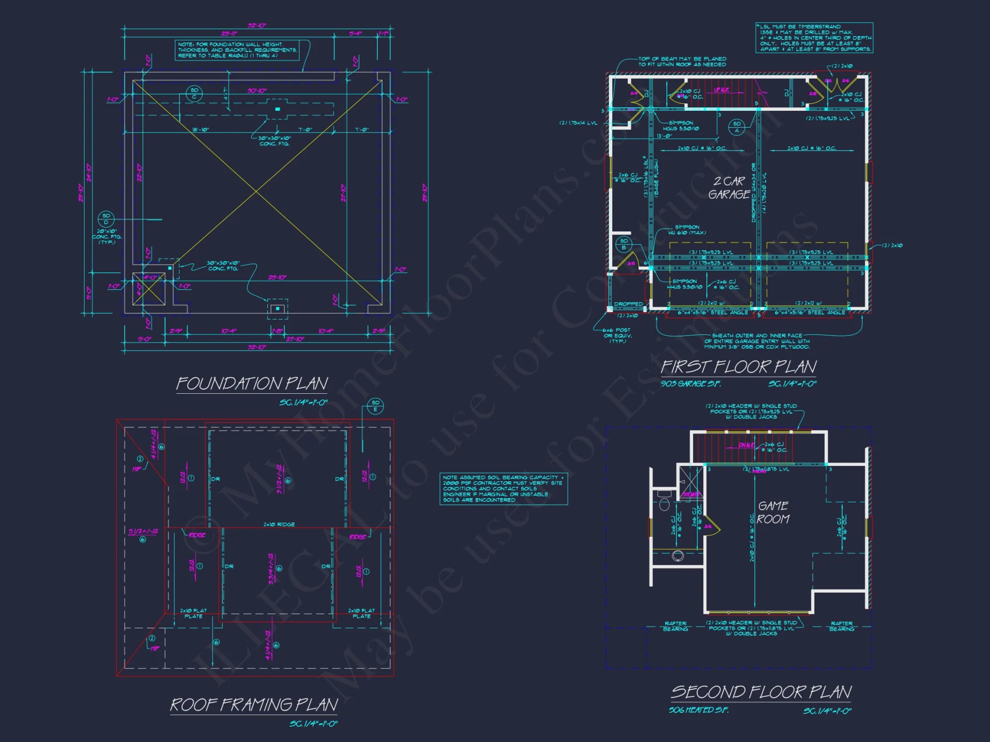 Garage with Living Space Blueprint - Functional Floor Plan Design