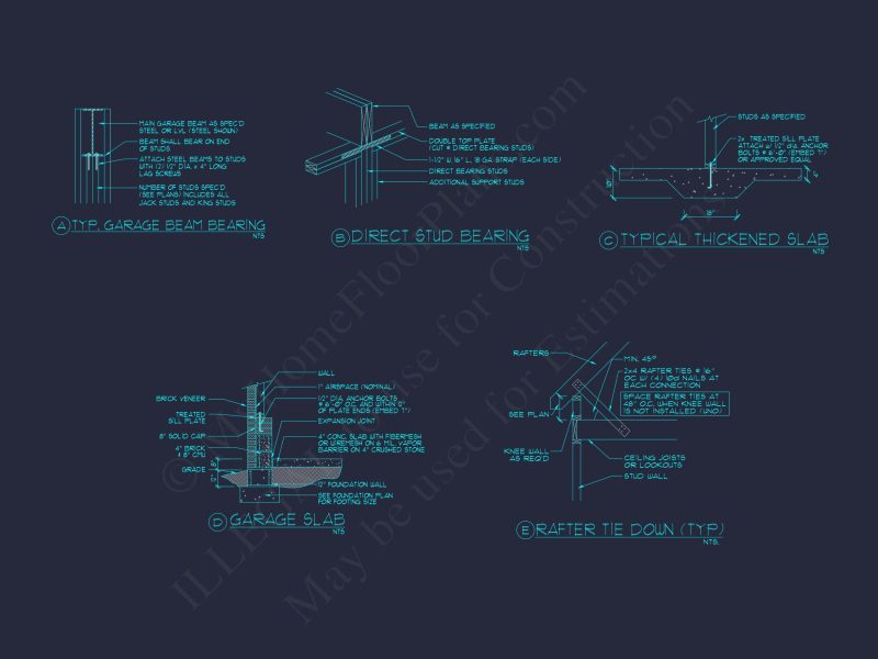 Garage with Living Space Blueprint - Functional Floor Plan Design