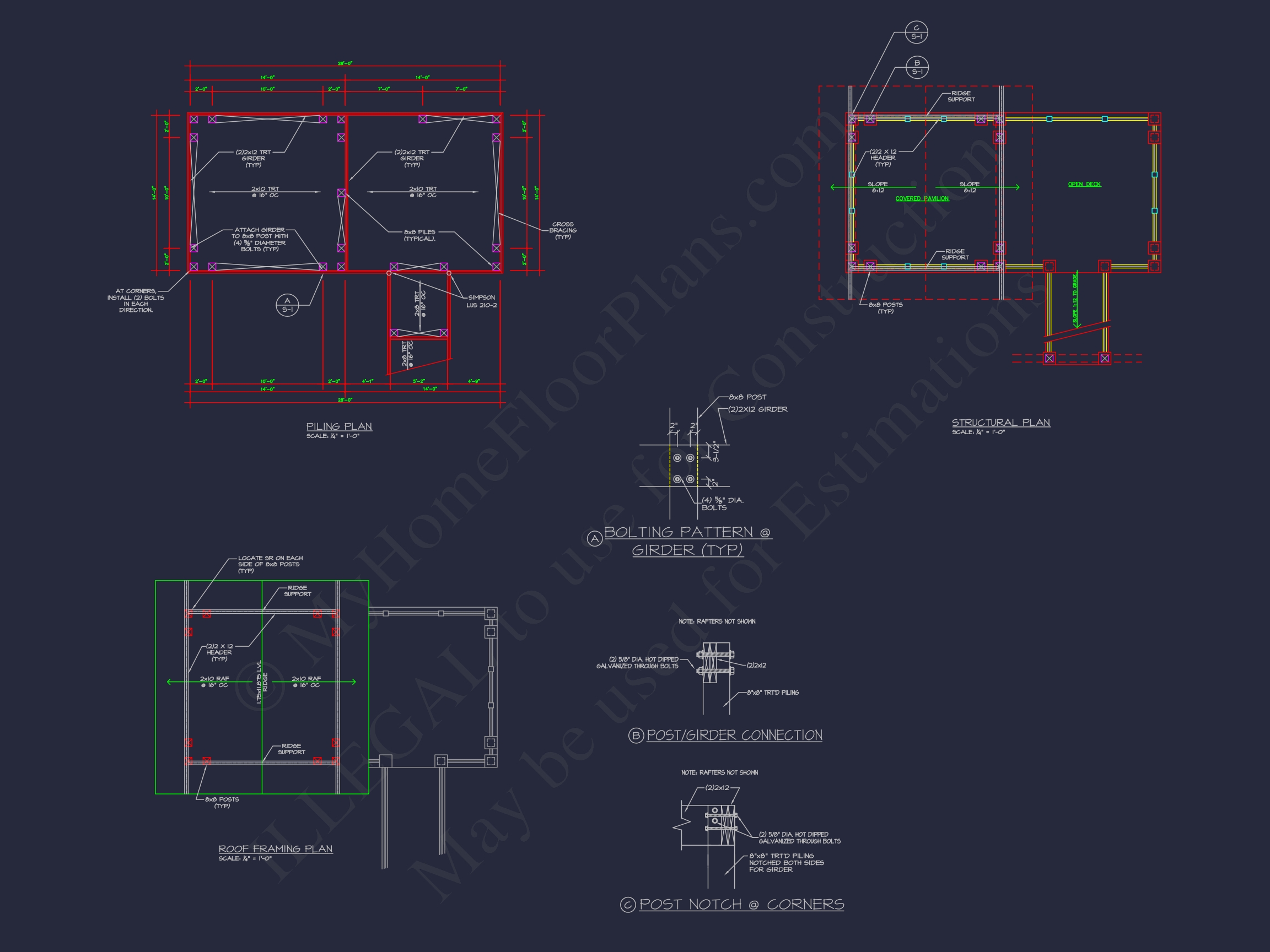 Gazebo Plans & Blueprints - 14' x 28' - CAD Drawings Available