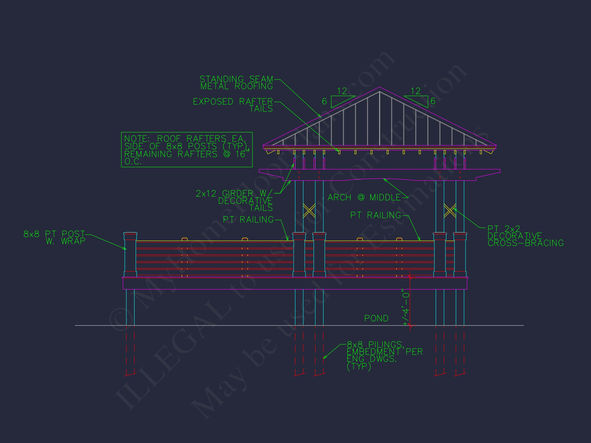 Gazebo Plans & Blueprints - 14' x 28' - CAD Drawings Available