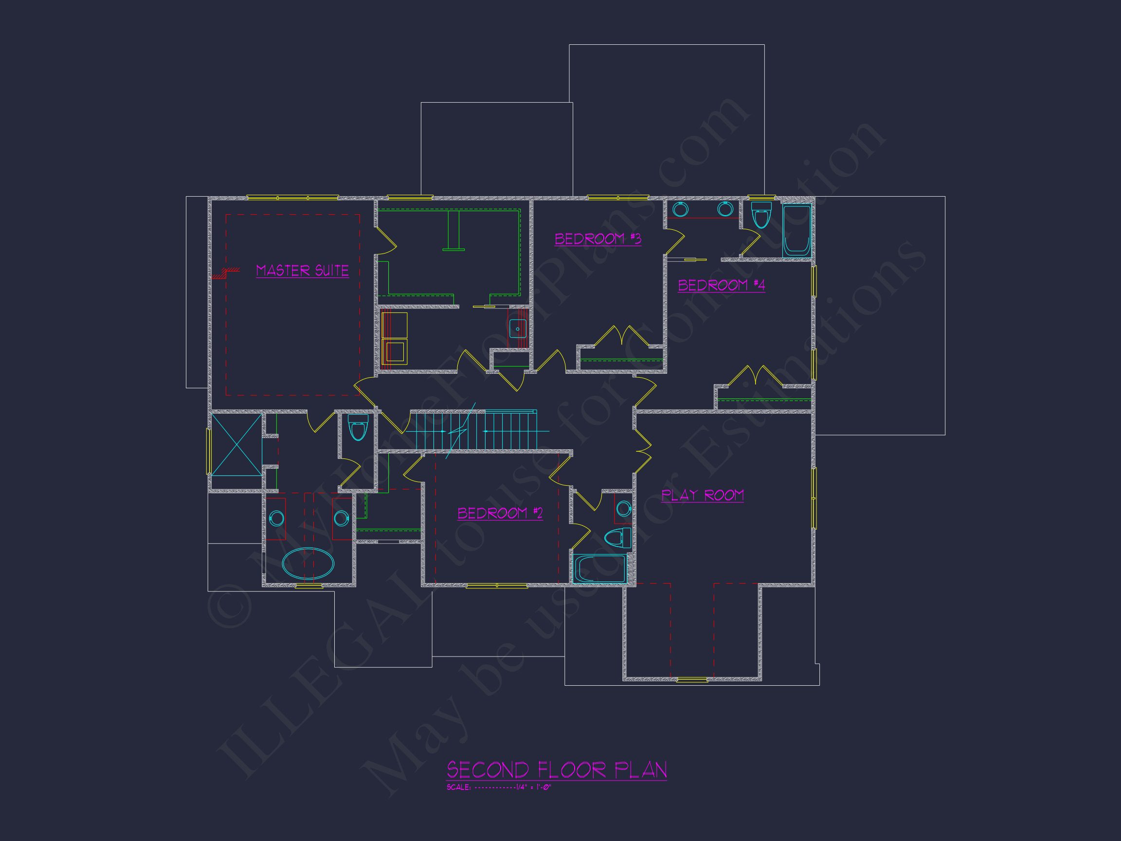Graceful 2-Story Home Plan with Architectural CAD Blueprint Designs