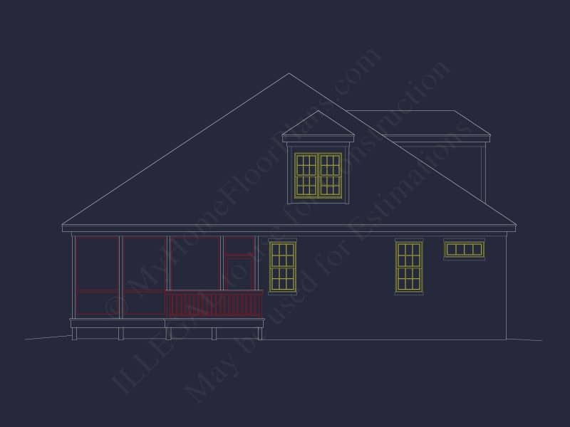 house Design Blueprint: 1.5 Story Traditional Floor Plan CAD