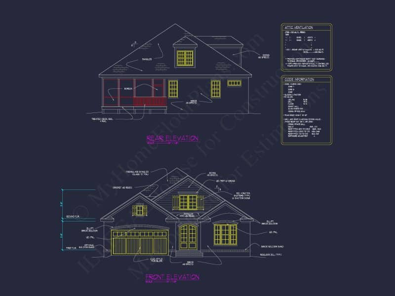 house Design Blueprint: 1.5 Story Traditional Floor Plan CAD