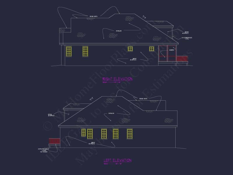 house Design Blueprint: 1.5 Story Traditional Floor Plan CAD