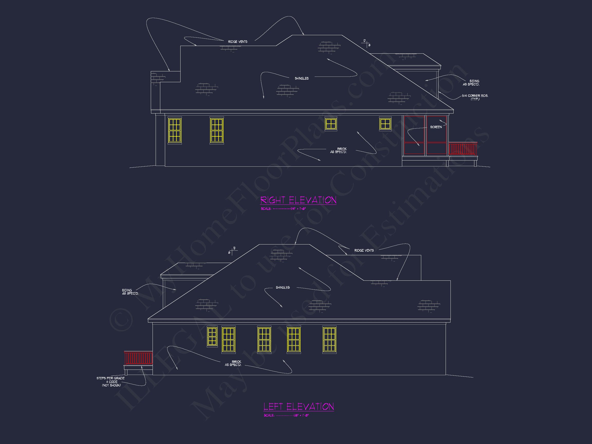 house Design Blueprint: 1.5 Story Traditional Floor Plan CAD