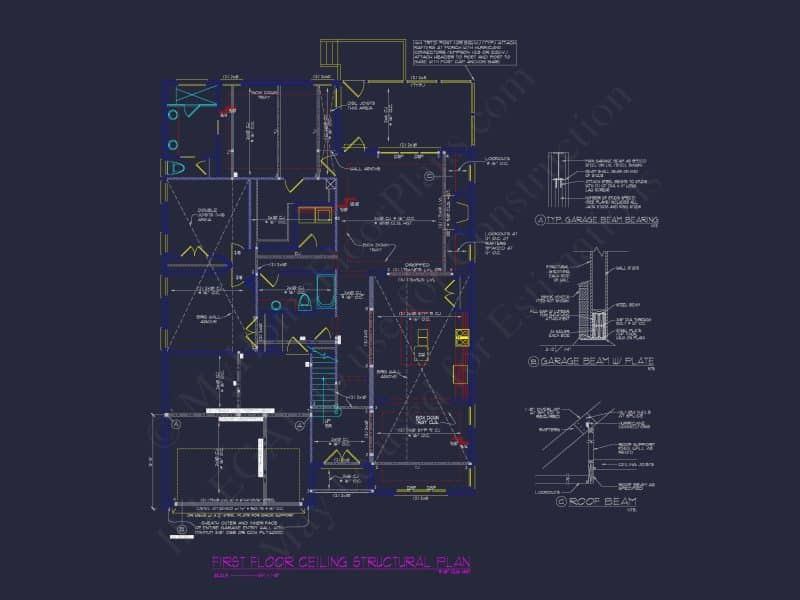 house Design Blueprint: 1.5 Story Traditional Floor Plan CAD