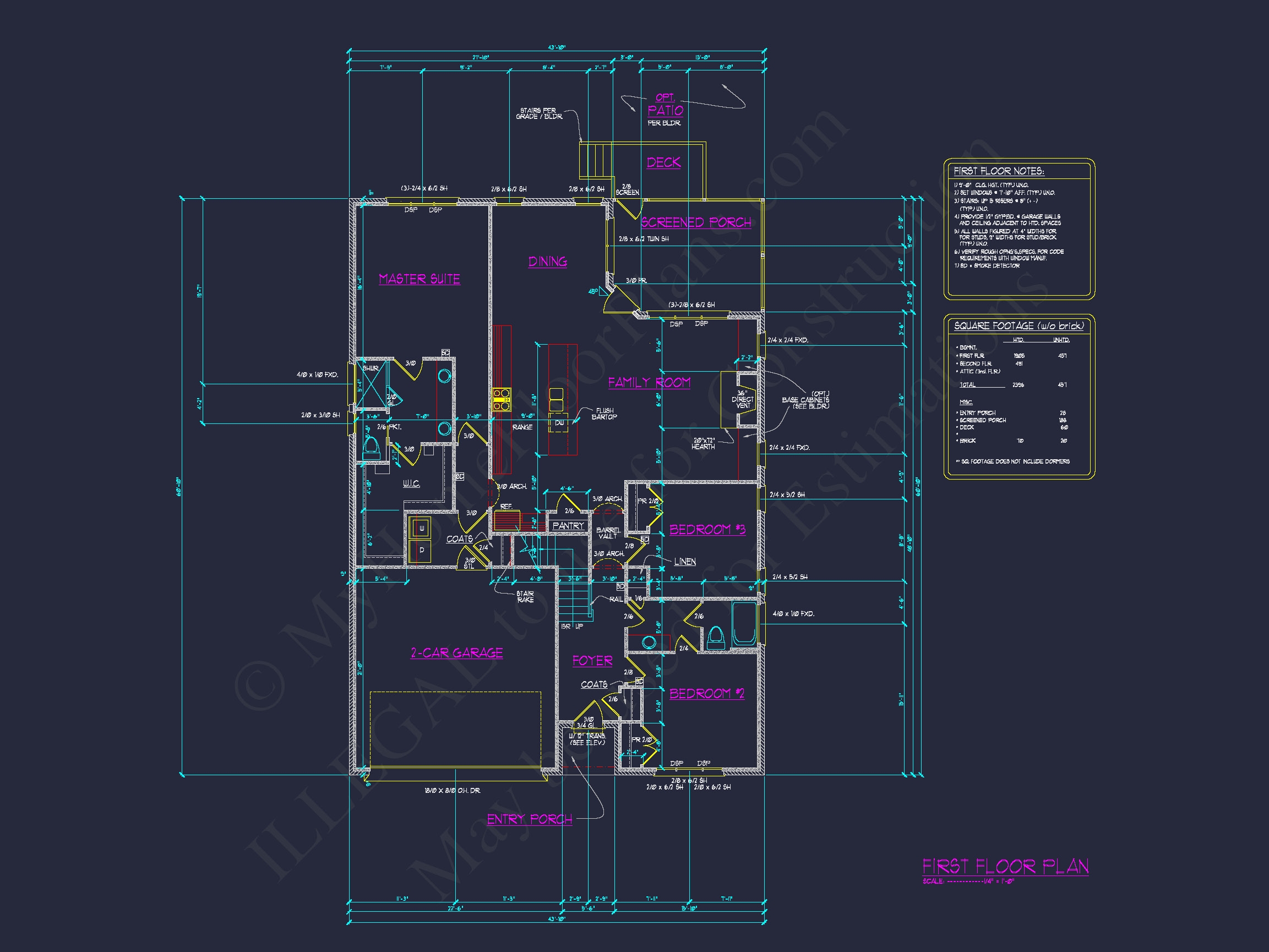 Home Design Plan: 4-Bedroom Traditional Blueprint with CAD