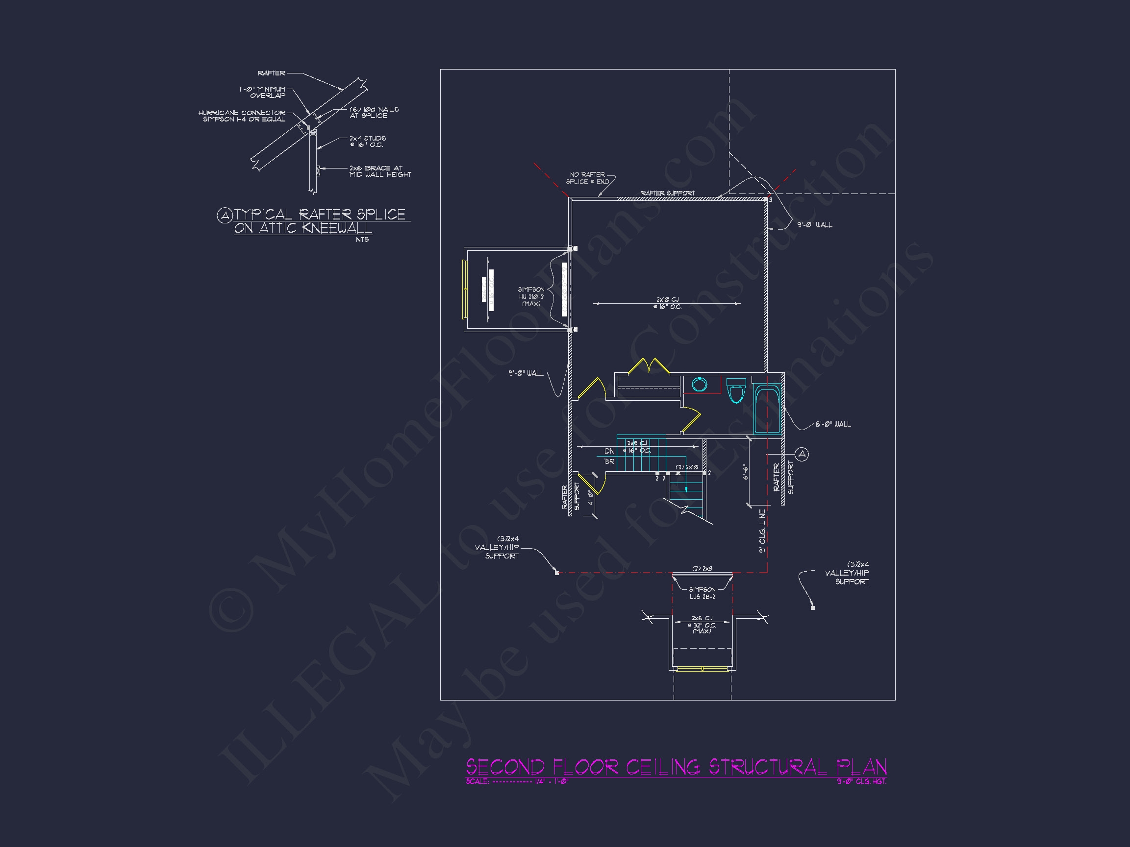 Home Design Plan: 4-Bedroom Traditional Blueprint with CAD