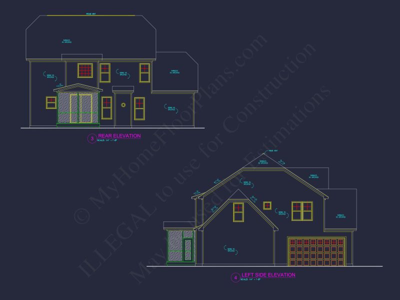 house Design Plan with 2362 Sq Ft CAD Blueprint Layout