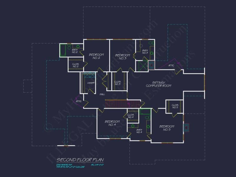 house Design and Blueprint for Unique 3-Story Colonial Revival