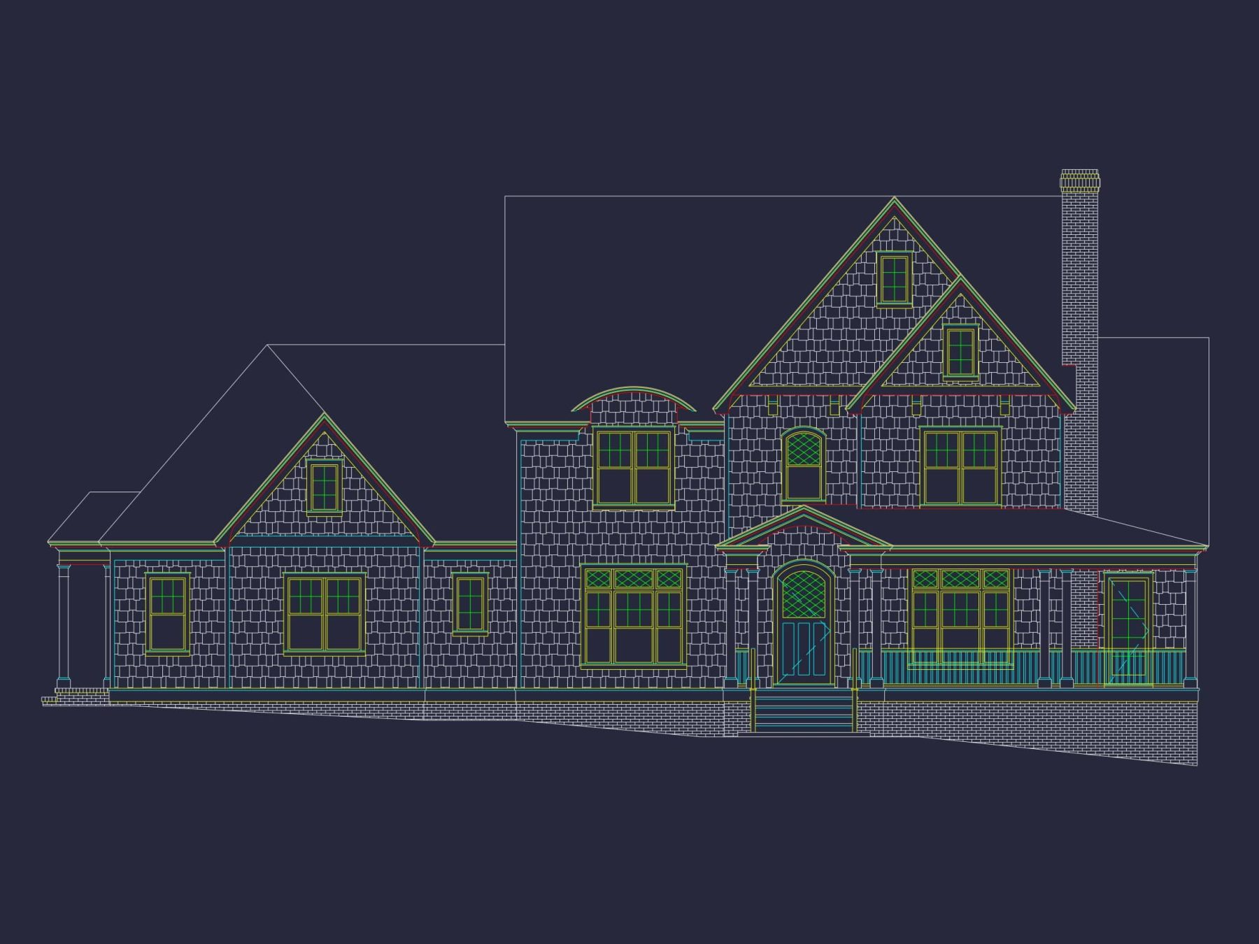house Design and Blueprint for Unique 3-Story Colonial Revival