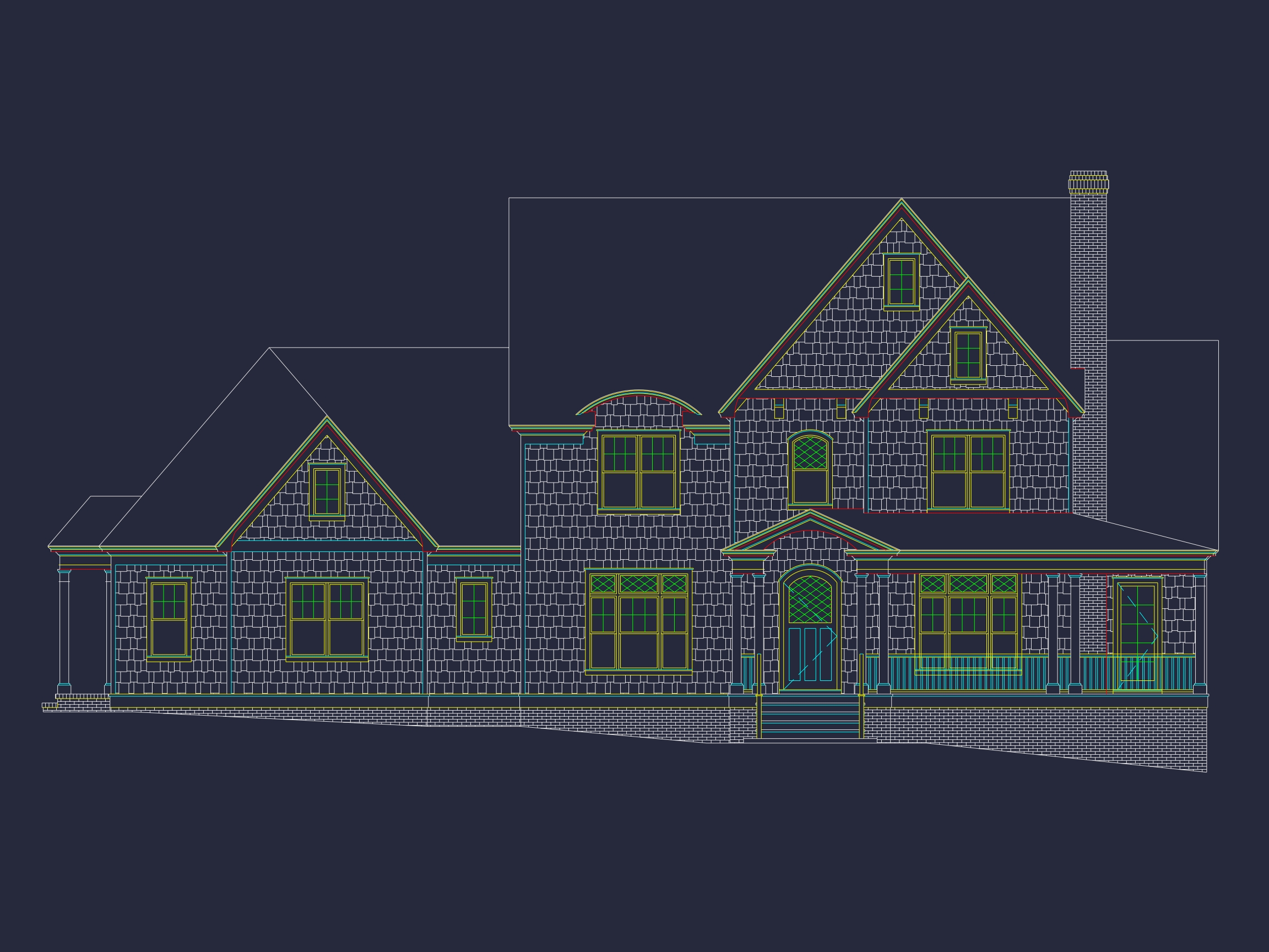 Home Design and Blueprint for Unique 3-Story Colonial Revival