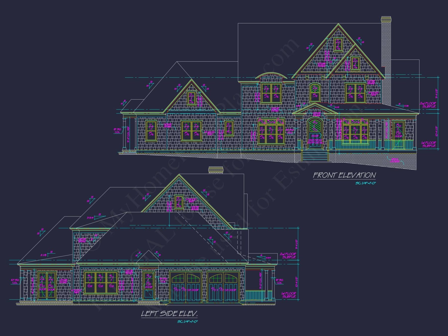 house Design and Blueprint for Unique 3-Story Colonial Revival