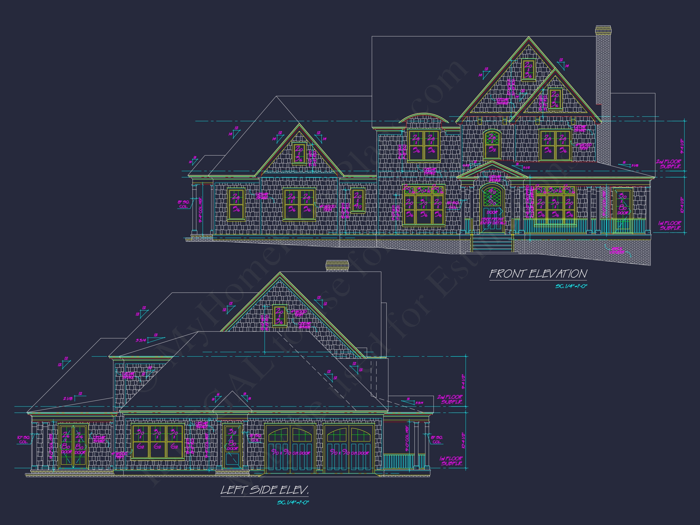 Home Design and Blueprint for Unique 3-Story Colonial Revival