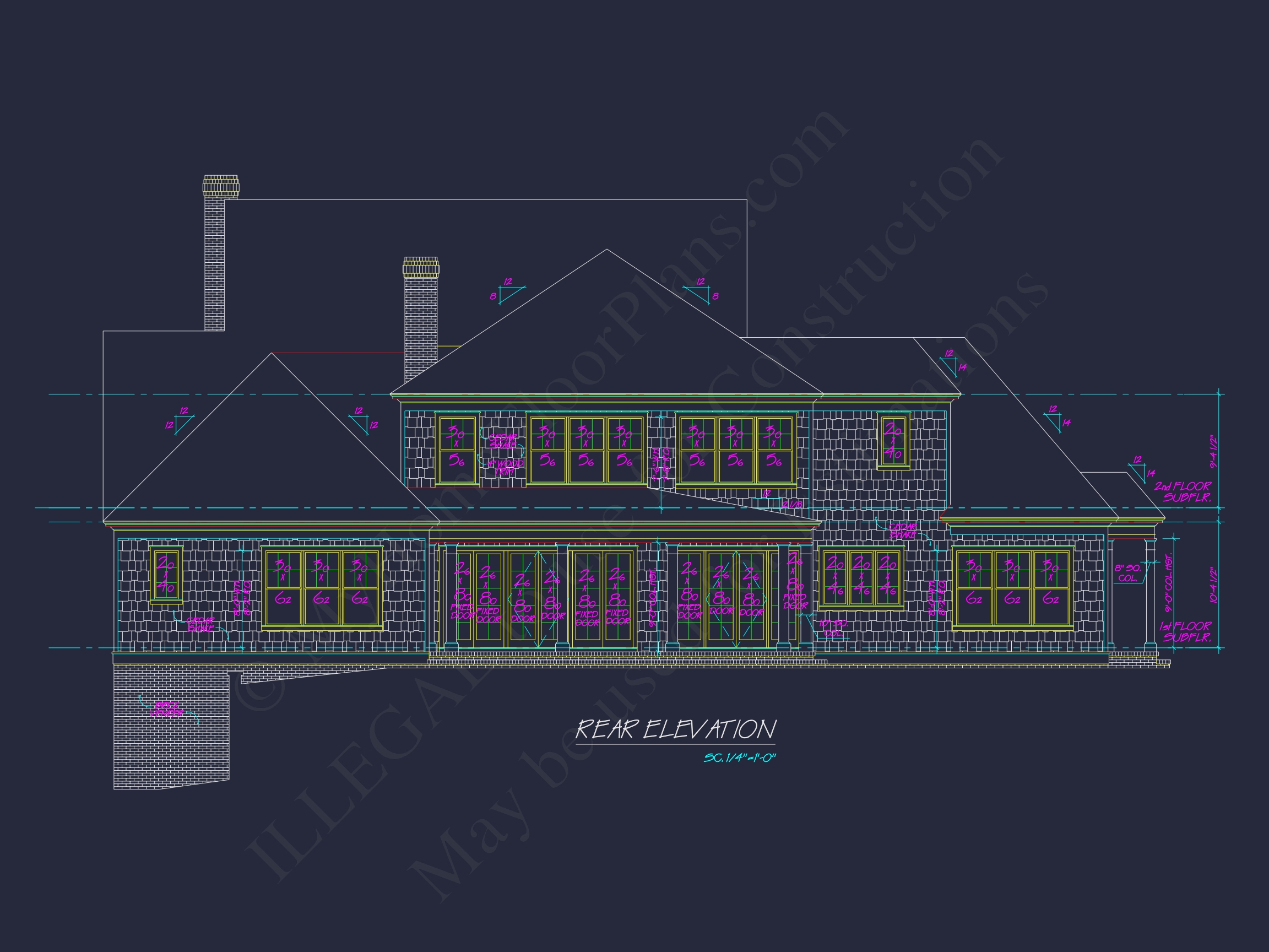 Home Design and Blueprint for Unique 3-Story Colonial Revival