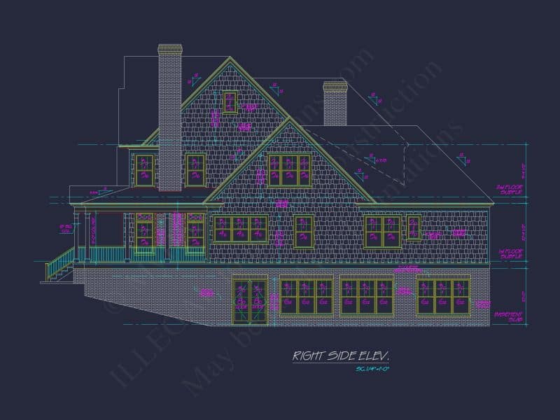 house Design and Blueprint for Unique 3-Story Colonial Revival