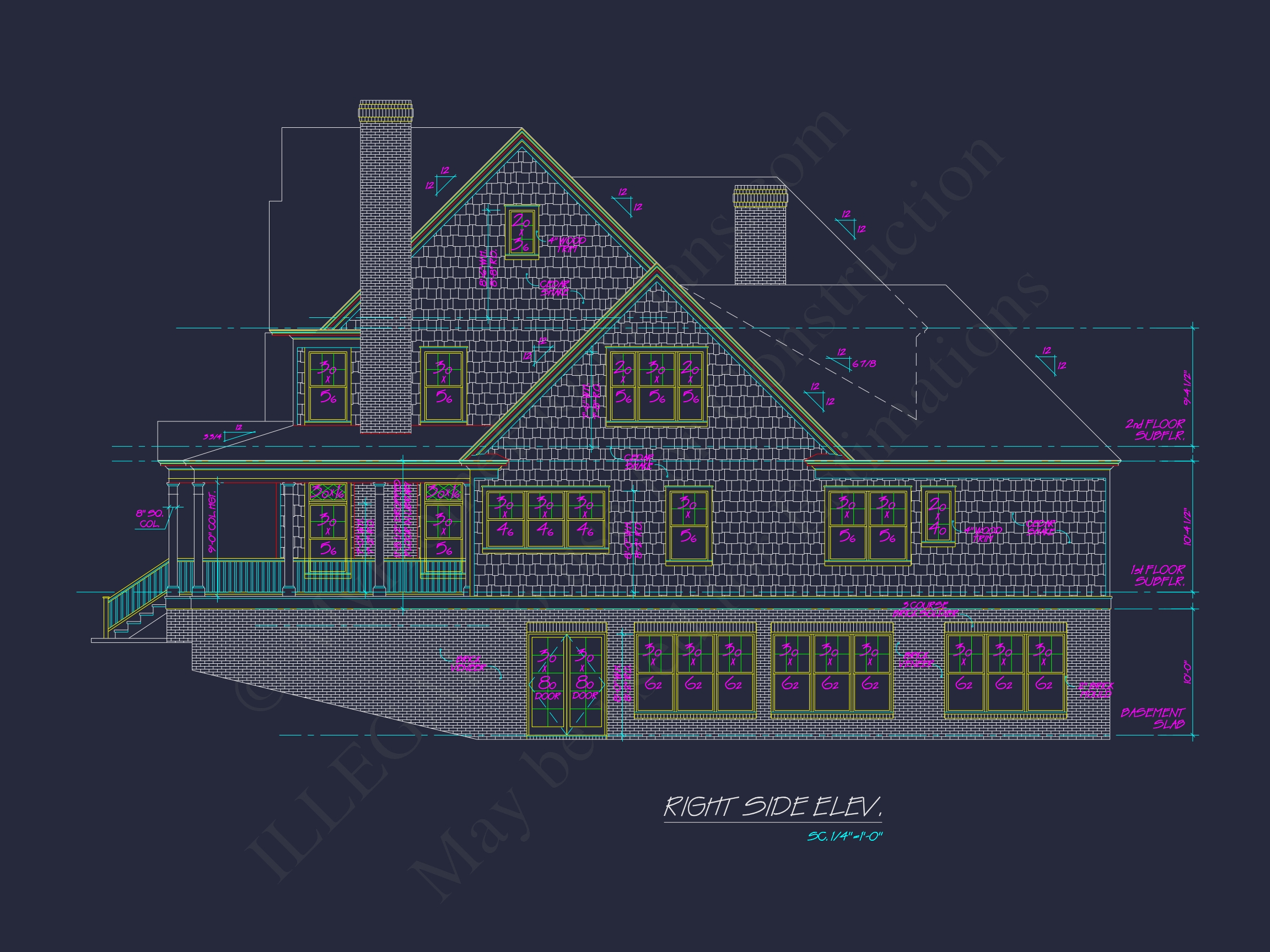 Home Design and Blueprint for Unique 3-Story Colonial Revival