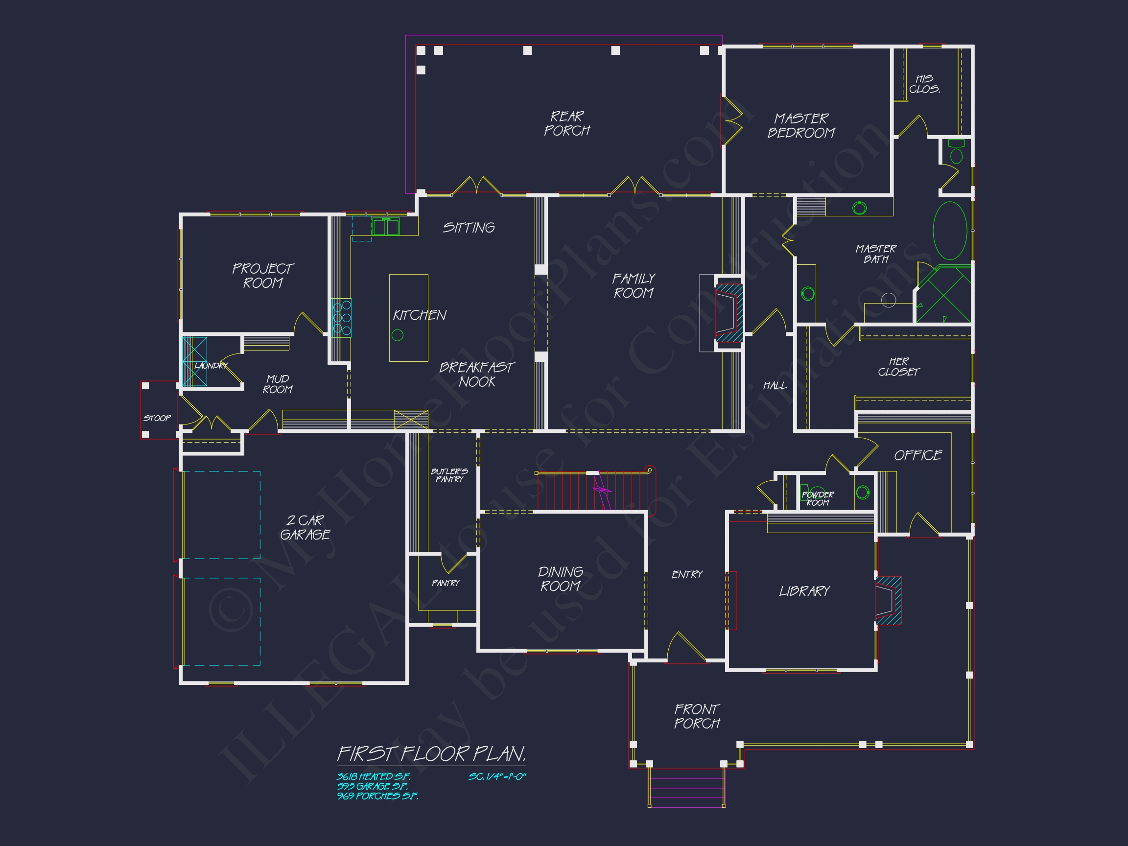 Home Design and Blueprint for Unique 3-Story Colonial Revival