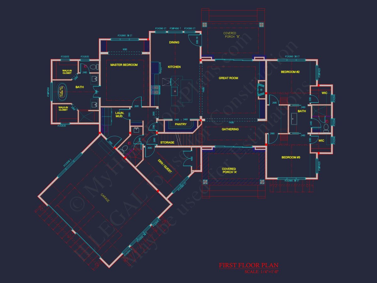 house Designs: 1.5-Story Craftsman Blueprint with Open Floor Plan