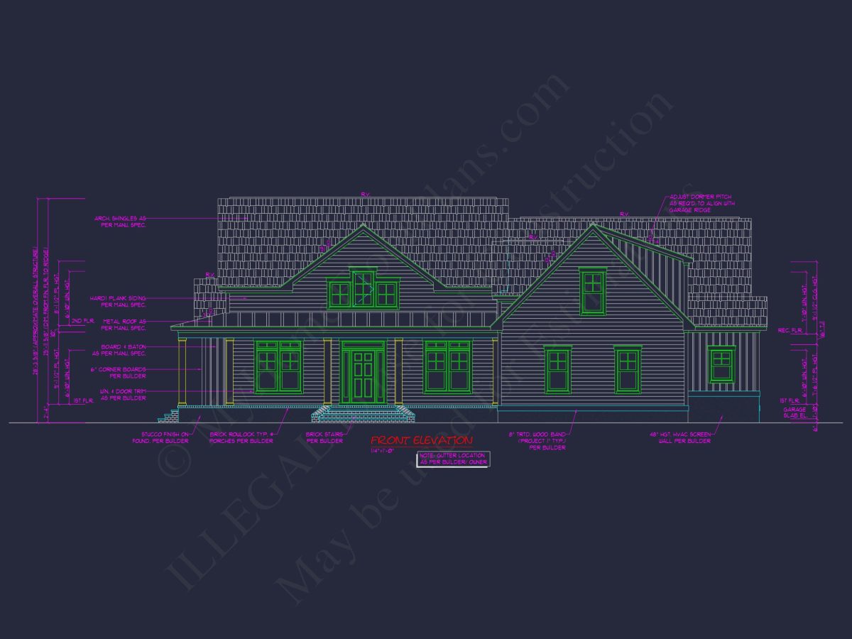 house Floor Plan Blueprint: 2-Story CAD Designs & Features