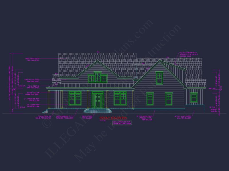 house Floor Plan Blueprint: 2-Story CAD Designs & Features