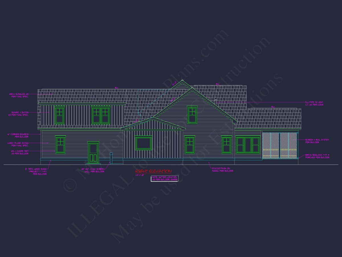 house Floor Plan Blueprint: 2-Story CAD Designs & Features