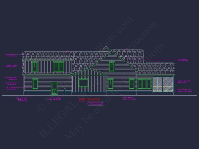 house Floor Plan Blueprint: 2-Story CAD Designs & Features