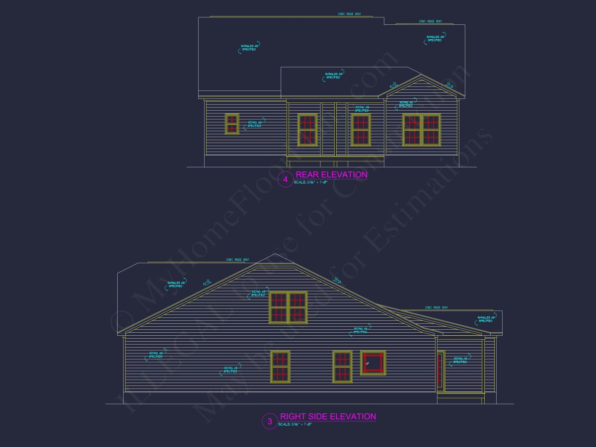 house Floor Plan Blueprint: 4-Bed, 2-Story Traditional Design