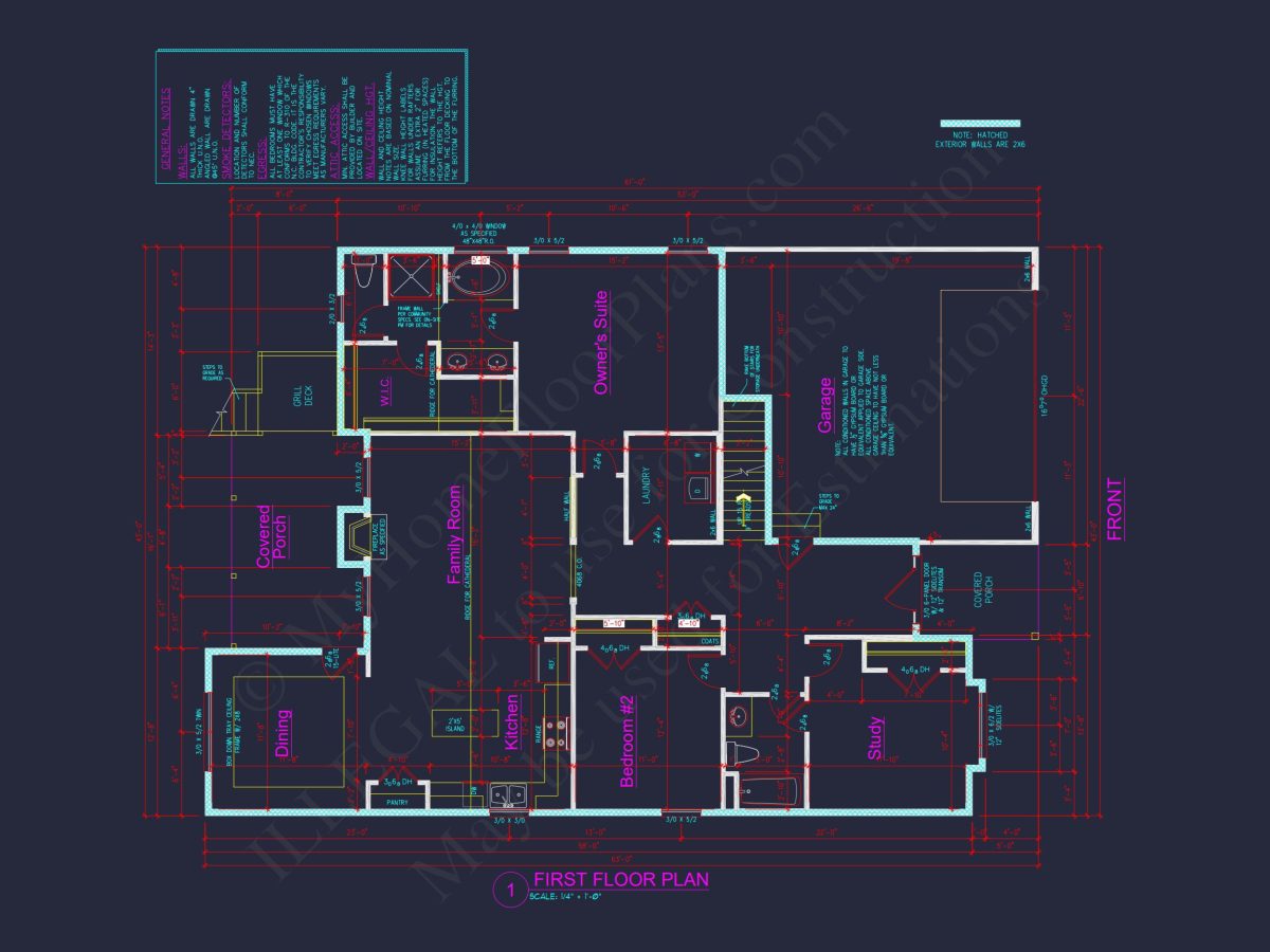 house Floor Plan Blueprint: 4-Bed, 2-Story Traditional Design