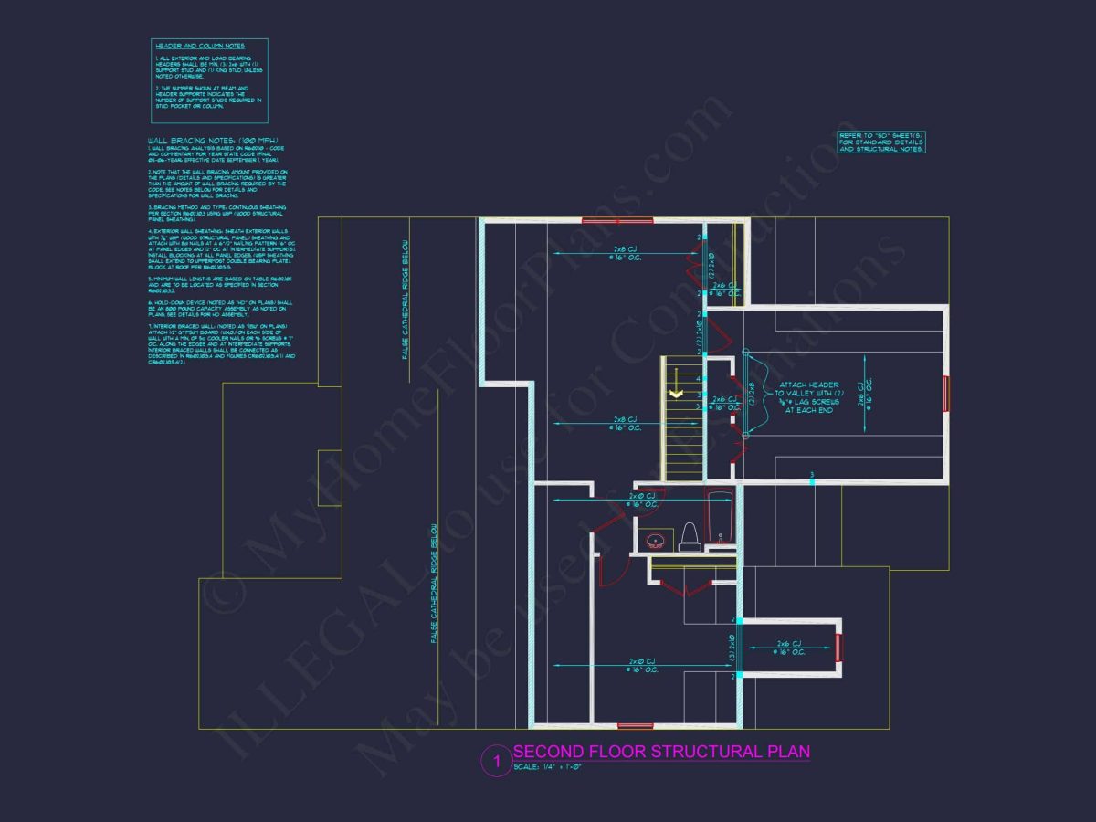 house Floor Plan Blueprint: 4-Bed, 2-Story Traditional Design