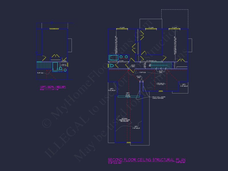 house Floor Plan Blueprint with CAD Designs for 4-Bedroom Build