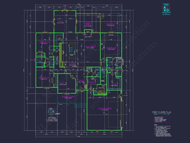 house Floor Plan with 4 Bed Options - Architectural Designs & CAD
