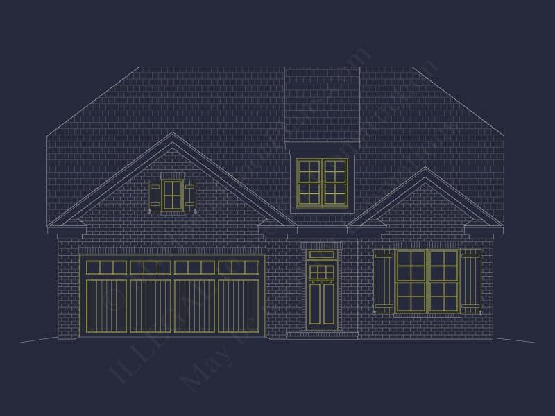 house Floor Plan with 4 Bedrooms, 2 Stories, and CAD Designs