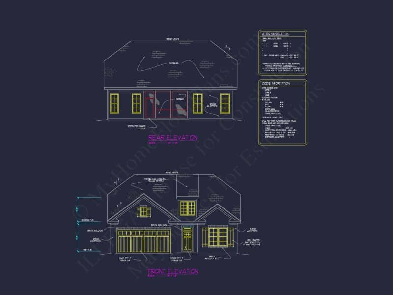 house Floor Plan with 4 Bedrooms, 2 Stories, and CAD Designs