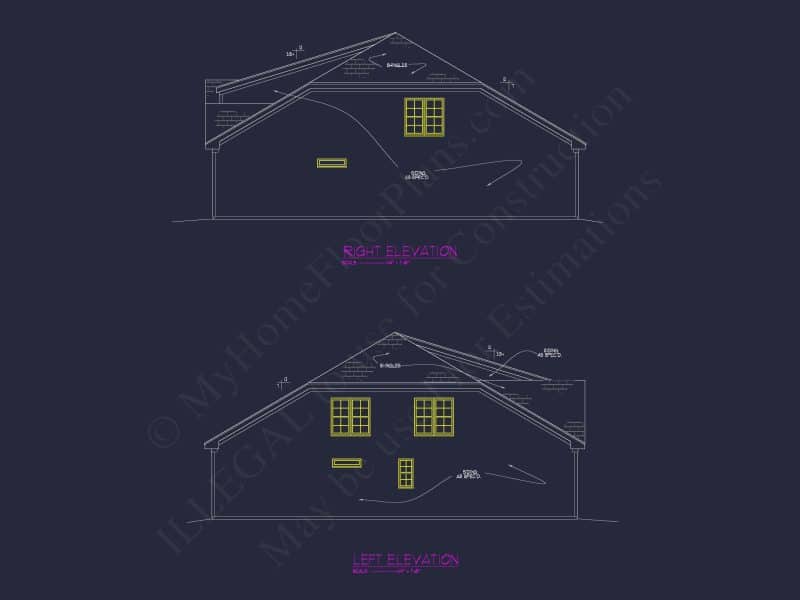 house Floor Plan with 4 Bedrooms, 2 Stories, and CAD Designs