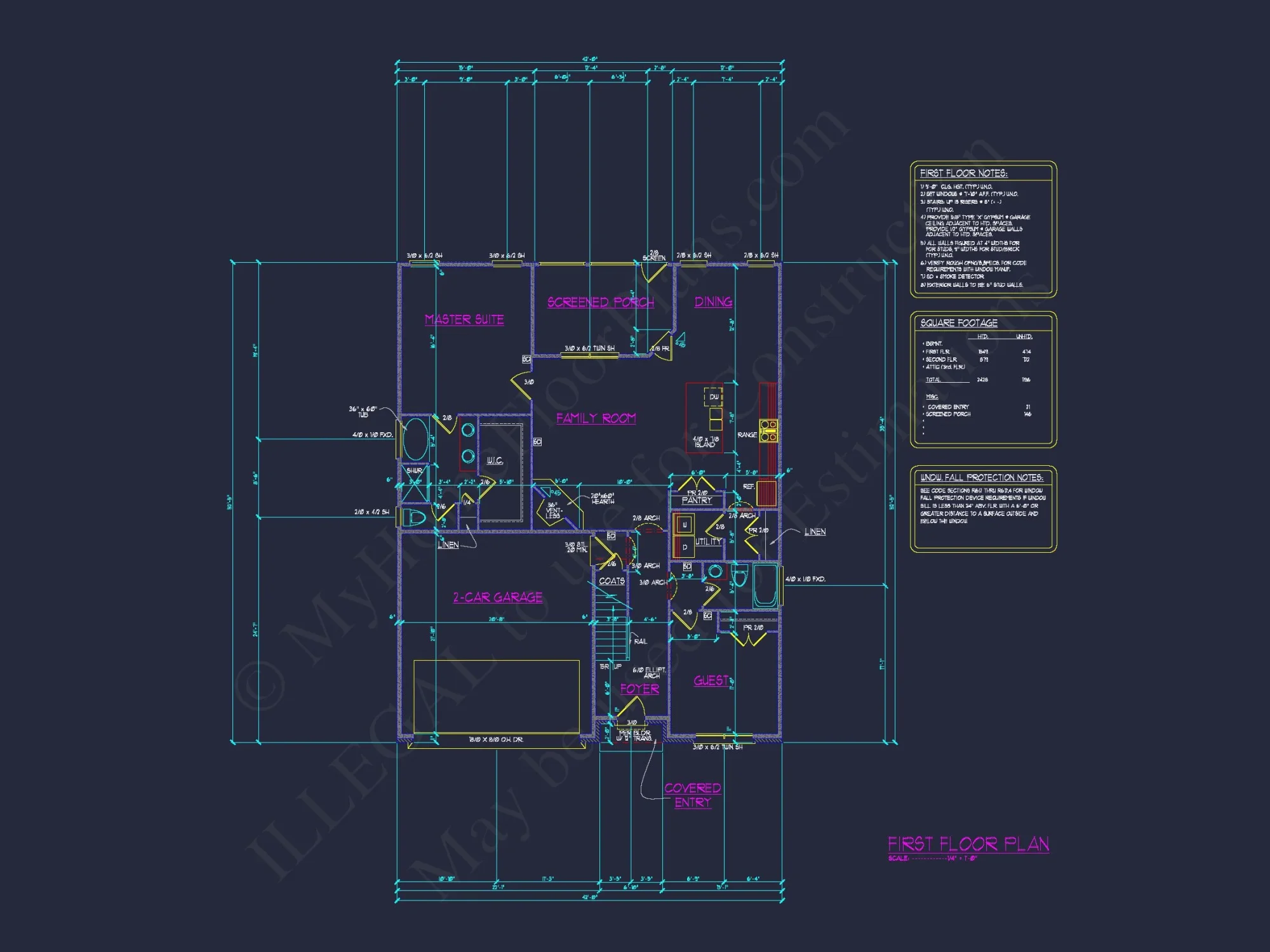 house Floor Plan with 4 Bedrooms, 2 Stories, and CAD Designs
