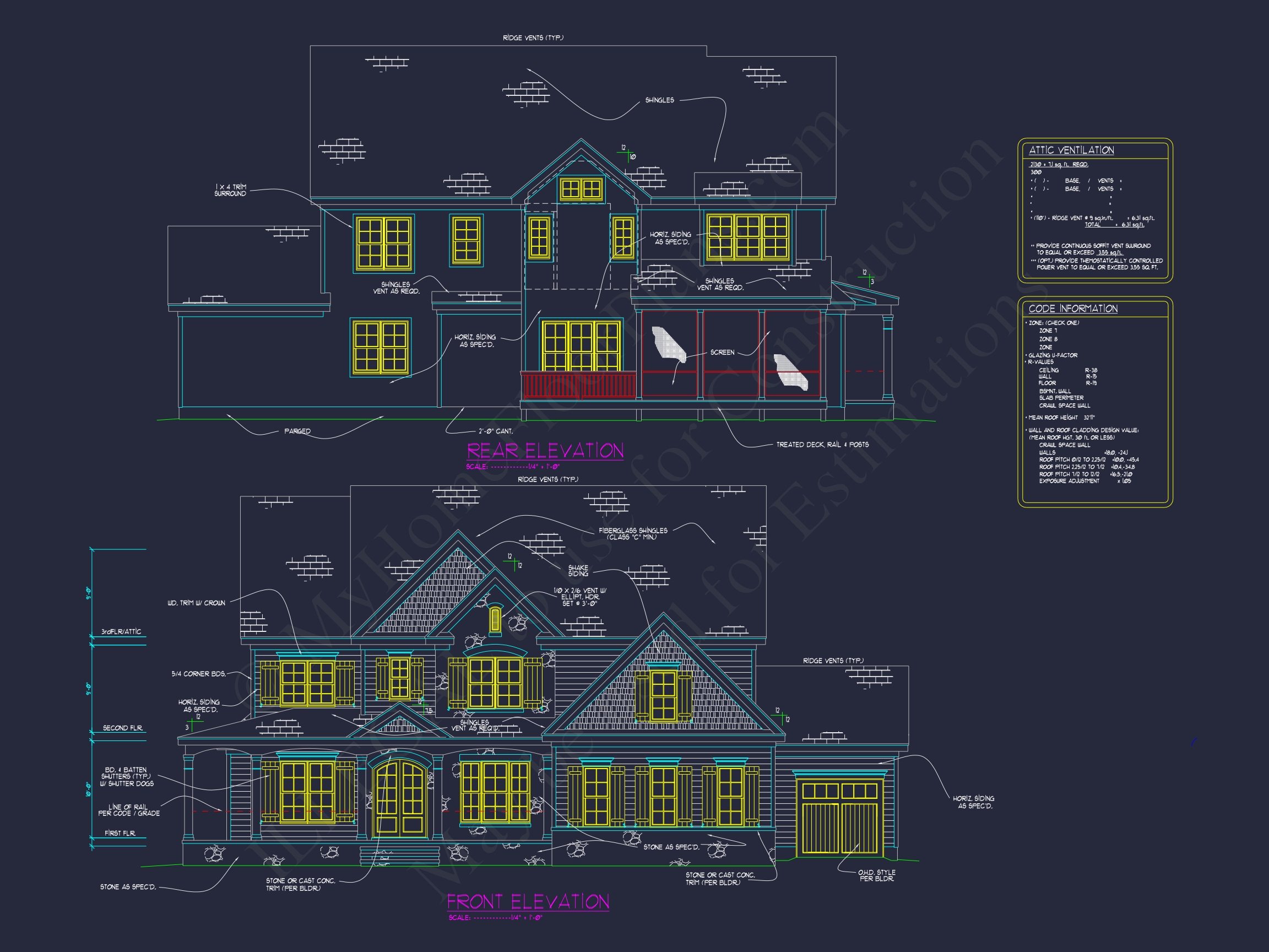 Home Floor Plan with CAD & Blueprint Designs - 2.5-Story Plan