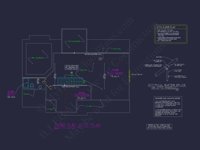house Floor Plan with CAD & Blueprint Designs - 2.5-Story Plan