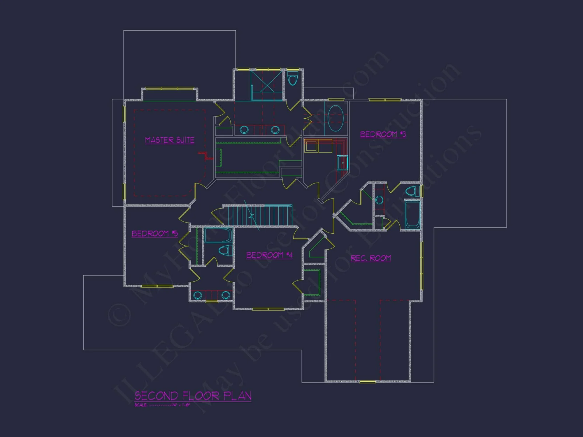 house Floor Plan with CAD & Blueprint Designs - 2.5-Story Plan
