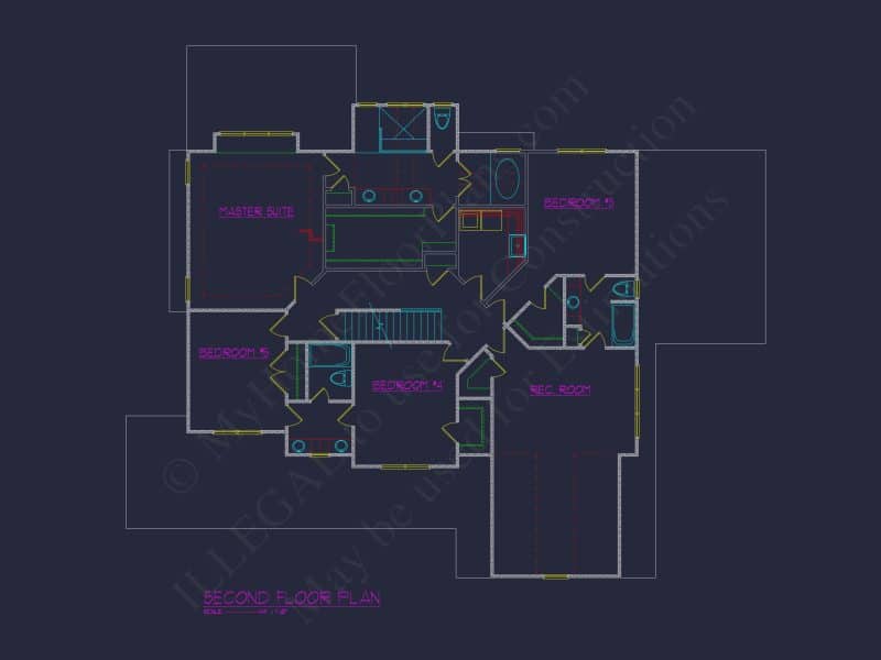 house Floor Plan with CAD & Blueprint Designs - 2.5-Story Plan