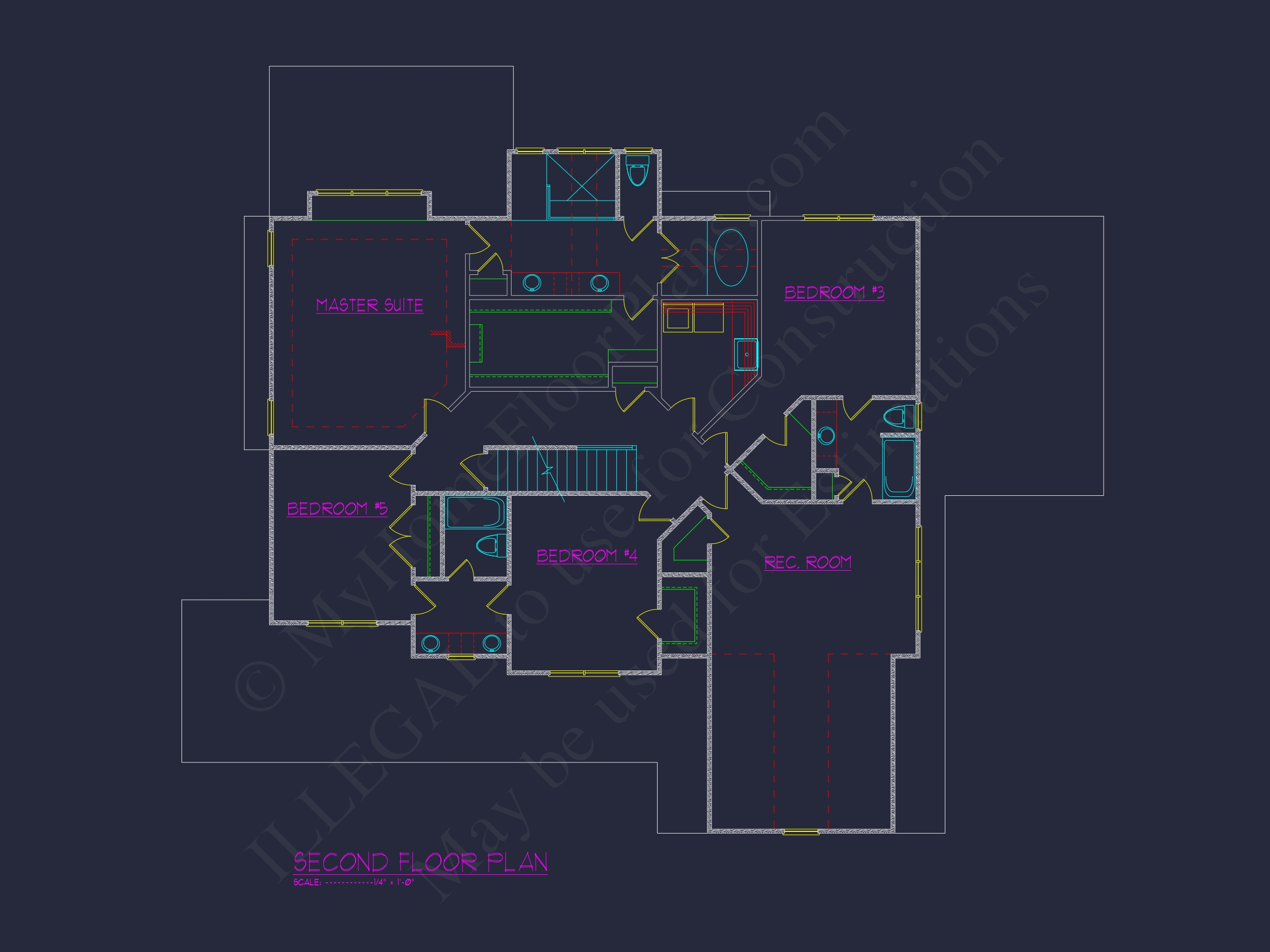 Home Floor Plan with CAD & Blueprint Designs - 2.5-Story Plan