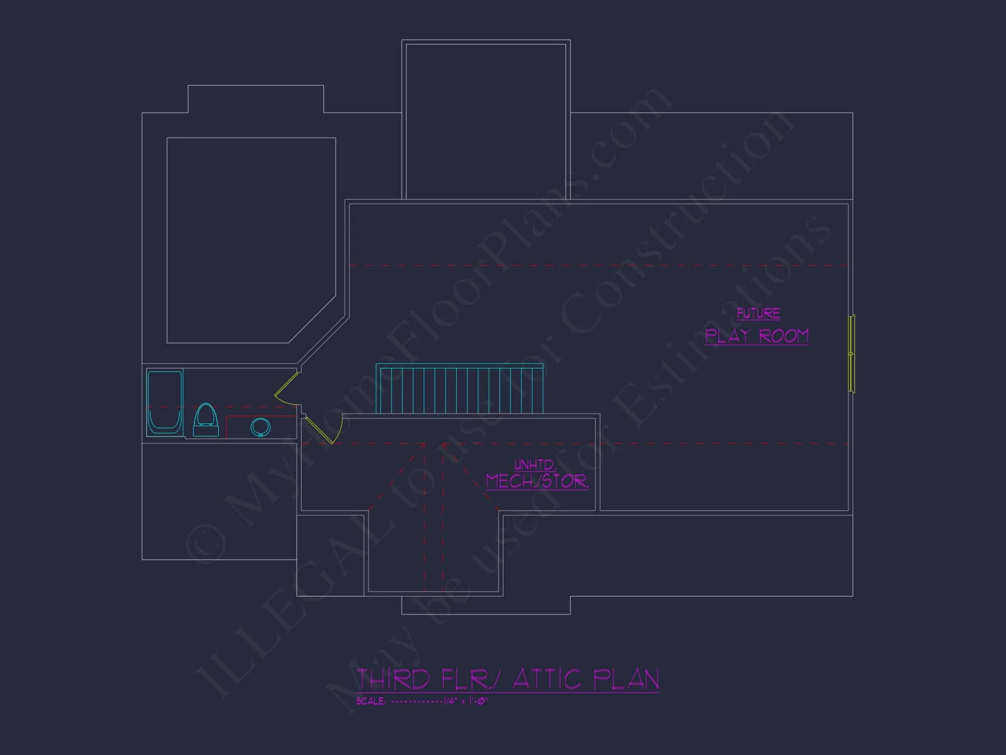 house Floor Plan with CAD & Blueprint Designs - 2.5-Story Plan