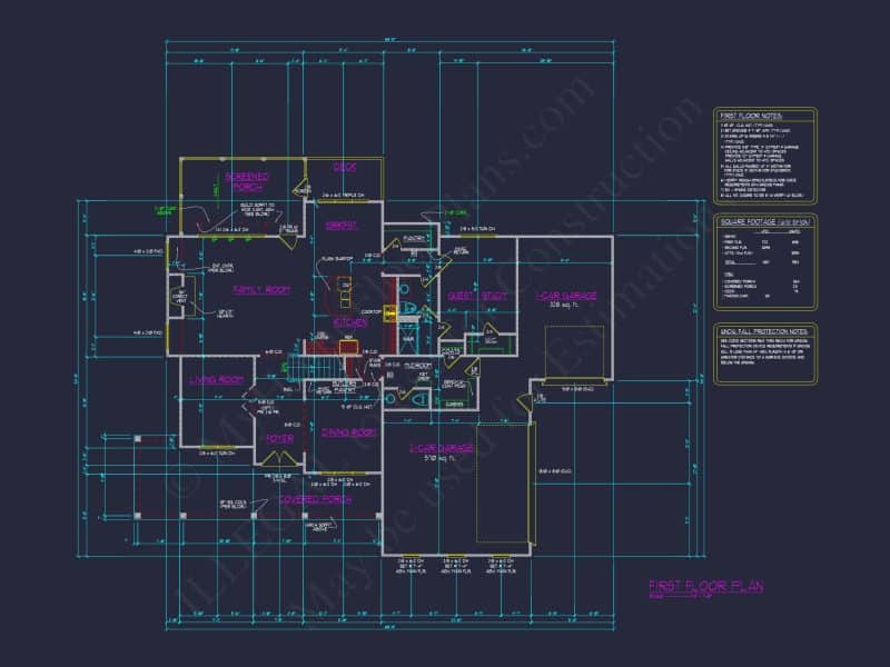 house Floor Plan with CAD & Blueprint Designs - 2.5-Story Plan