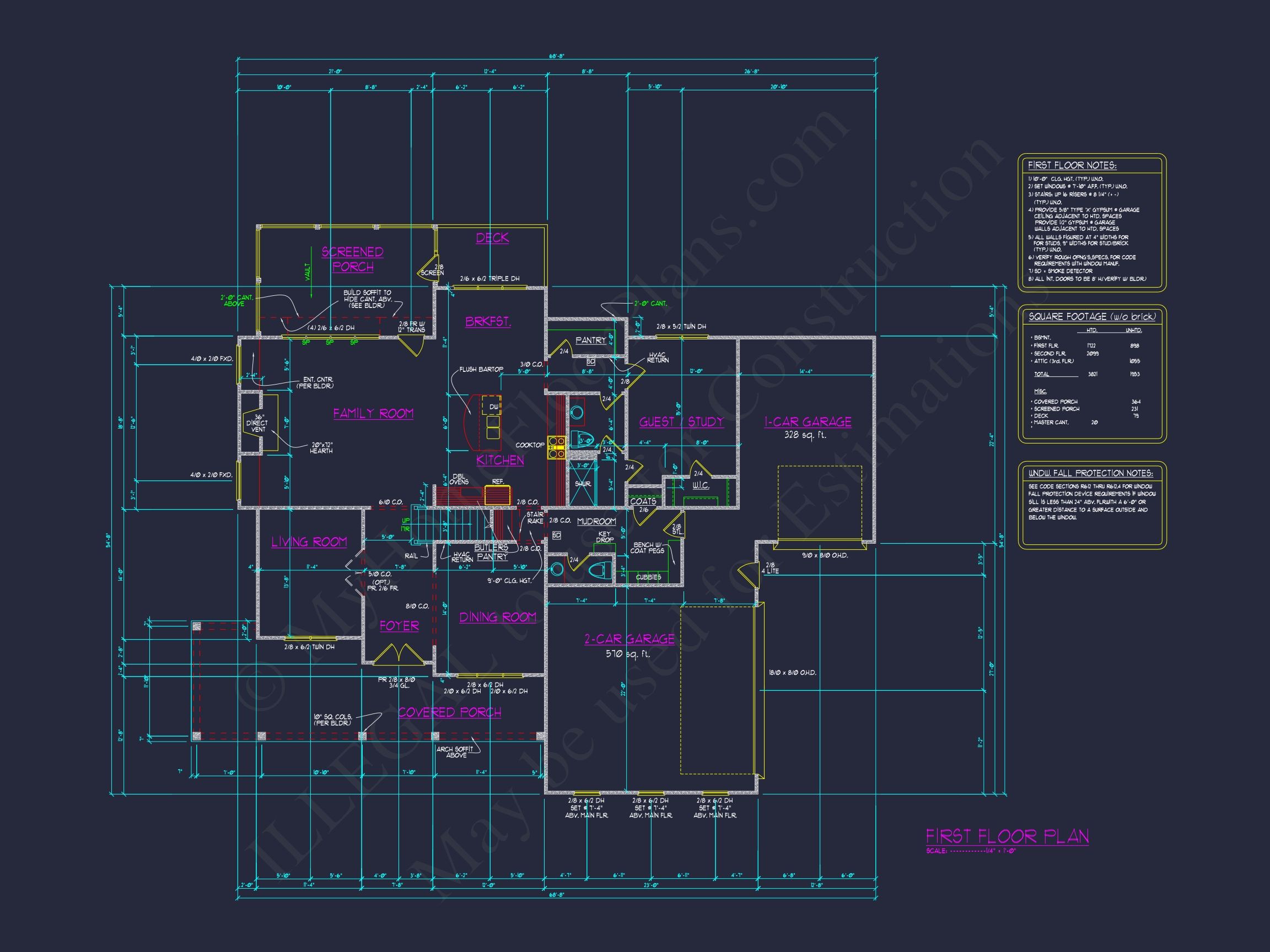 Home Floor Plan with CAD & Blueprint Designs - 2.5-Story Plan