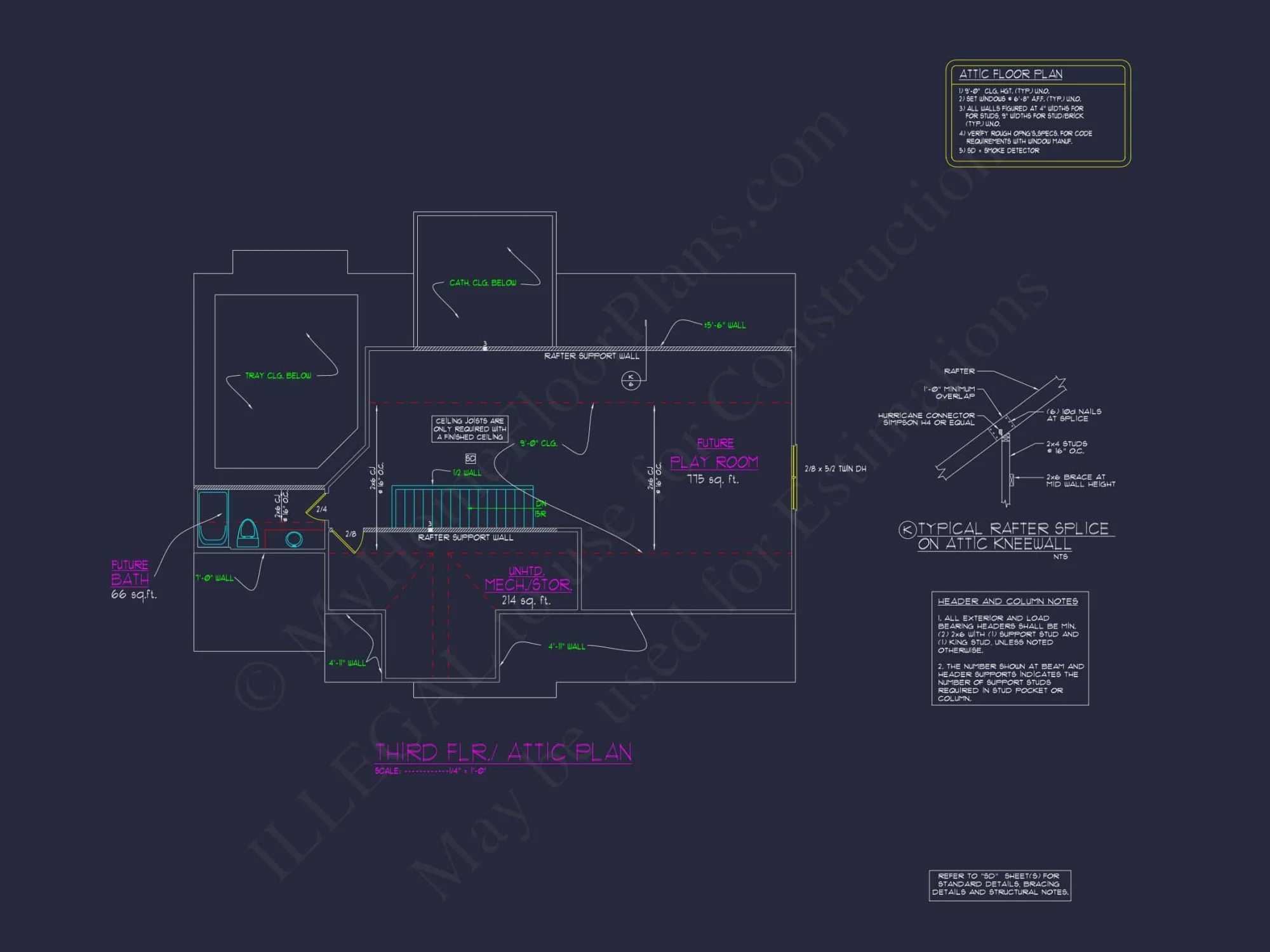 house Floor Plan with CAD & Blueprint Designs - 2.5-Story Plan