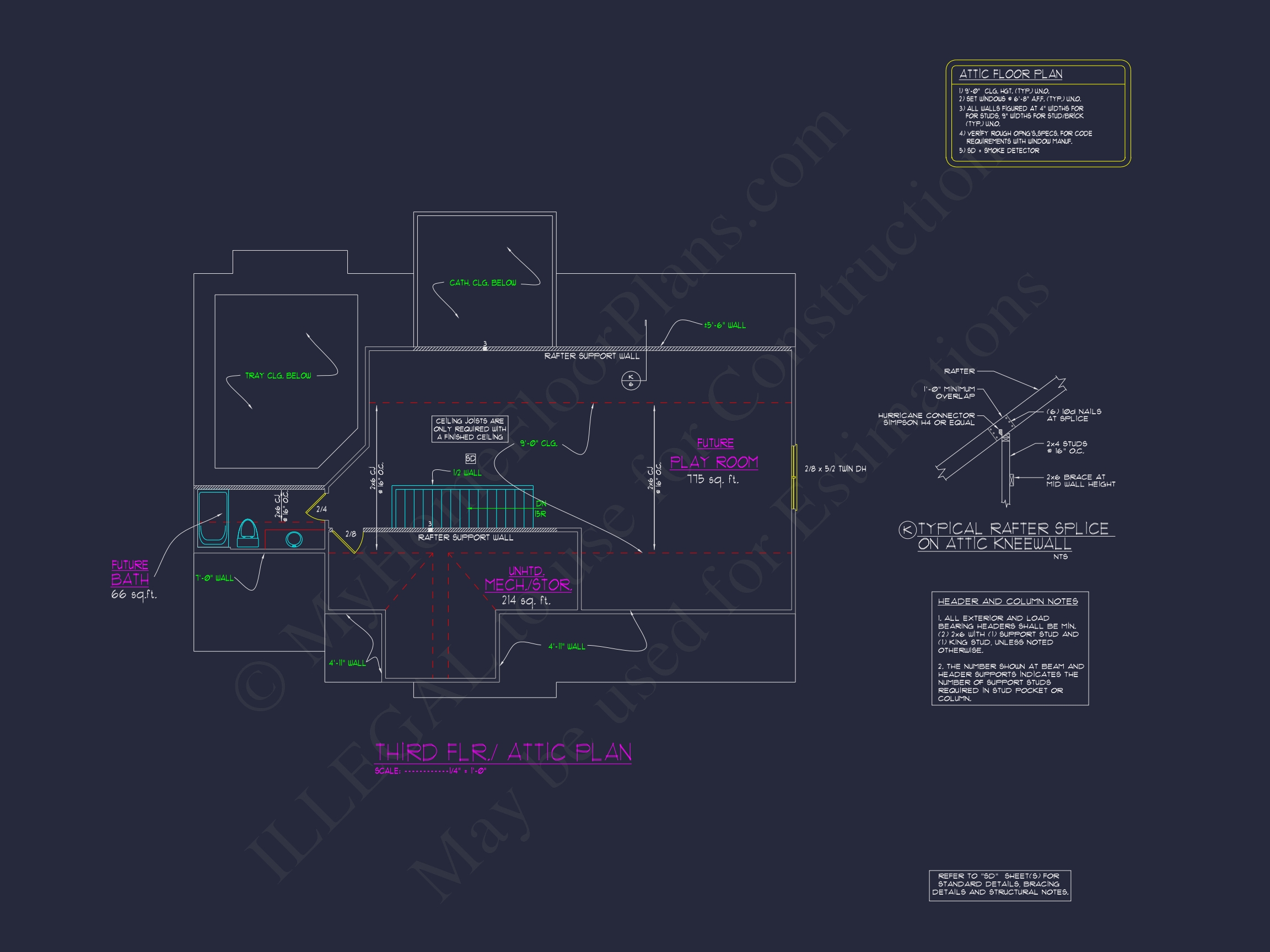 Home Floor Plan with CAD & Blueprint Designs - 2.5-Story Plan