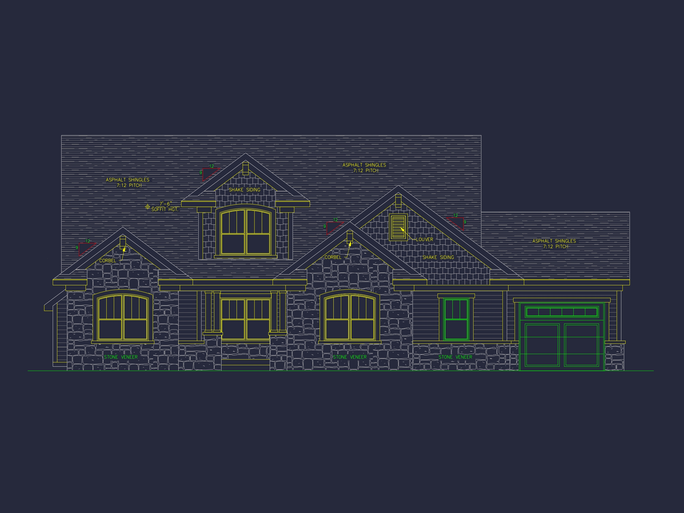 Home Plan: 2-Story Craftsman Floor Plan with 4 Bedrooms and CAD Designs