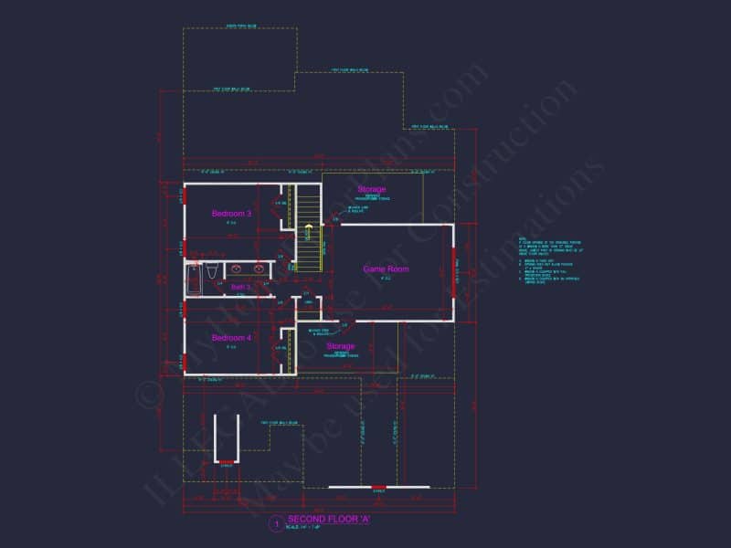 house Plan Blueprint: 2-Story 4 Bedroom Craftsman Design
