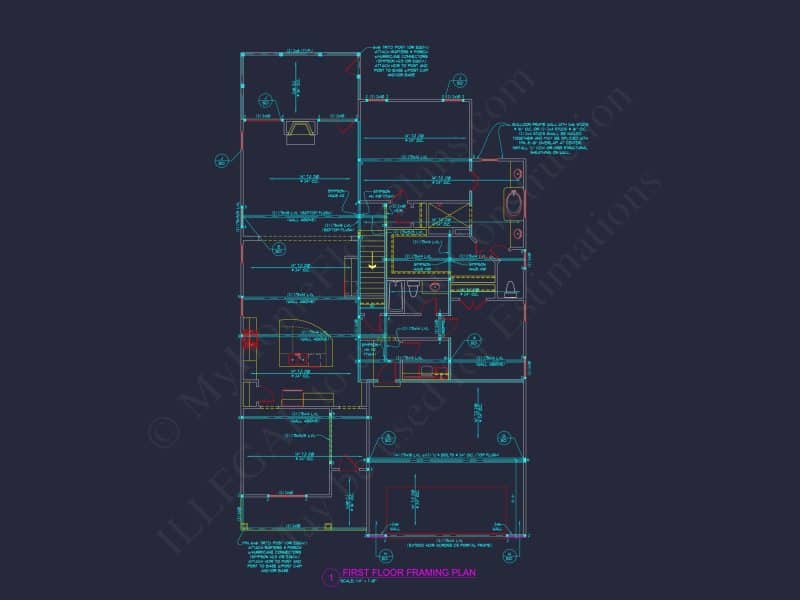 house Plan Blueprint: 2-Story 4 Bedroom Craftsman Design