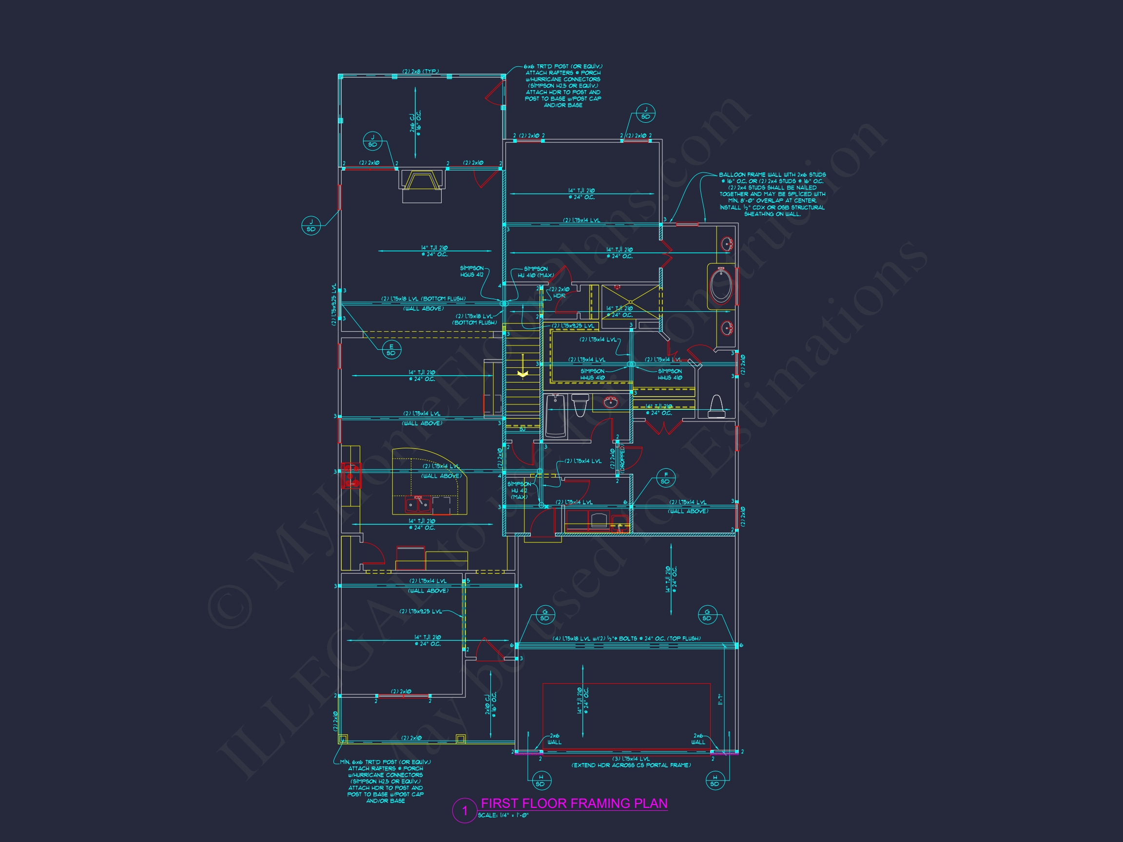 Home Plan Blueprint: 2-Story 4 Bedroom Craftsman Design